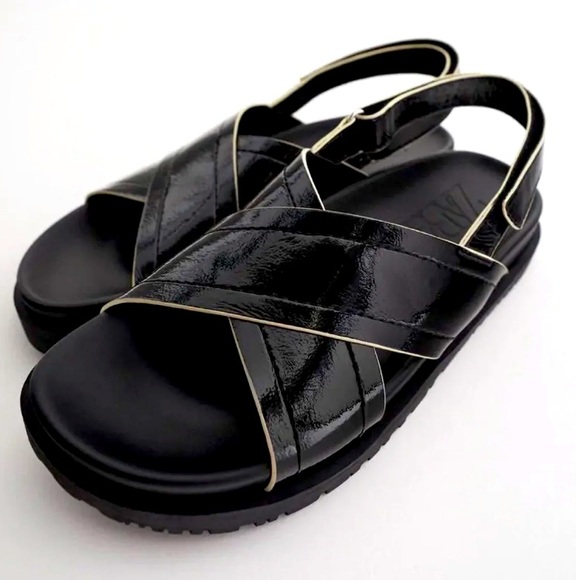 ZARA CROSS STRAP FLAT SANDALS TRF Cross Velcro Dad Sandal no tag 42 final - Picture 9 of 15